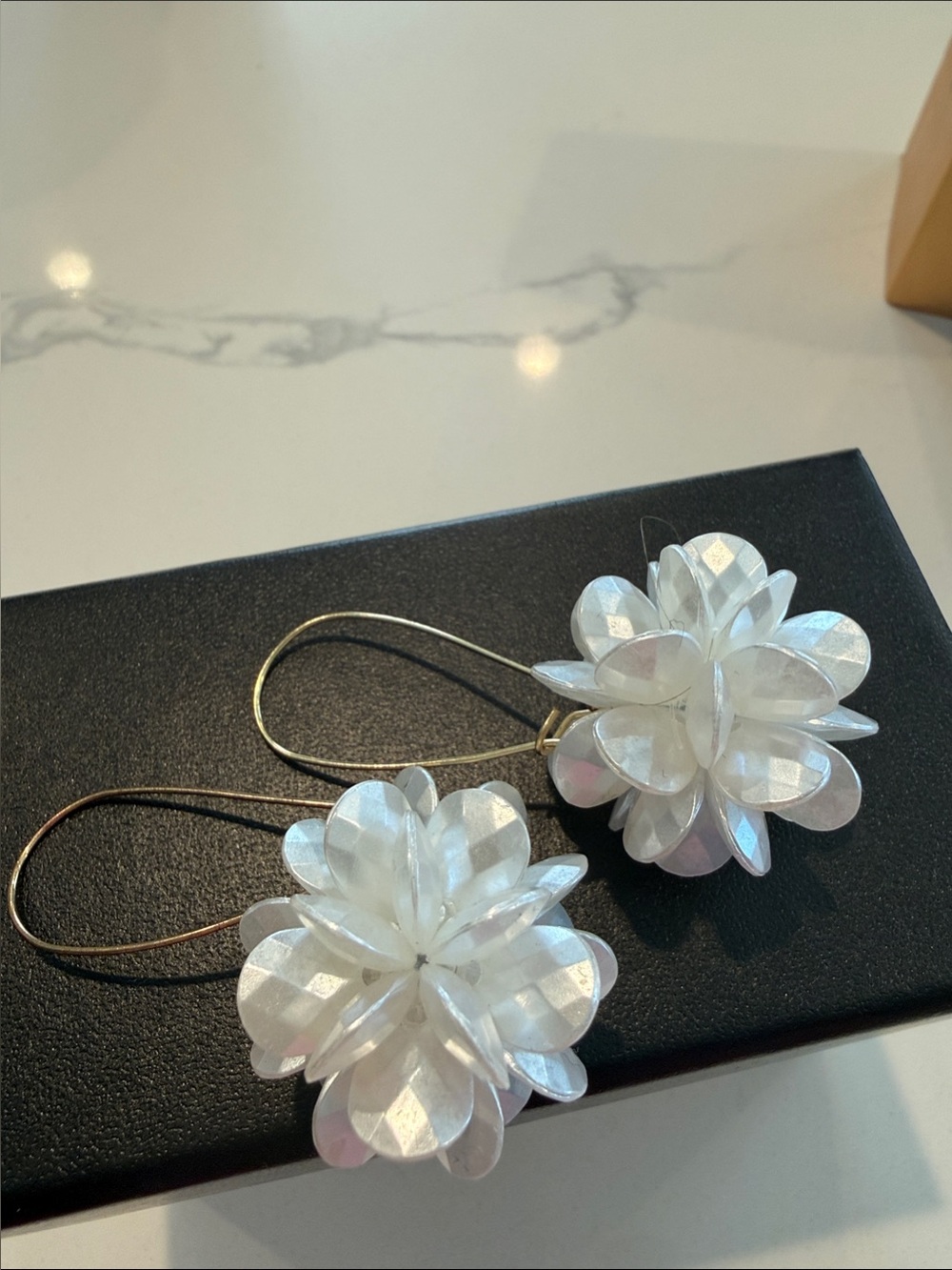 Elegant White Floral Drop Earrings for Women